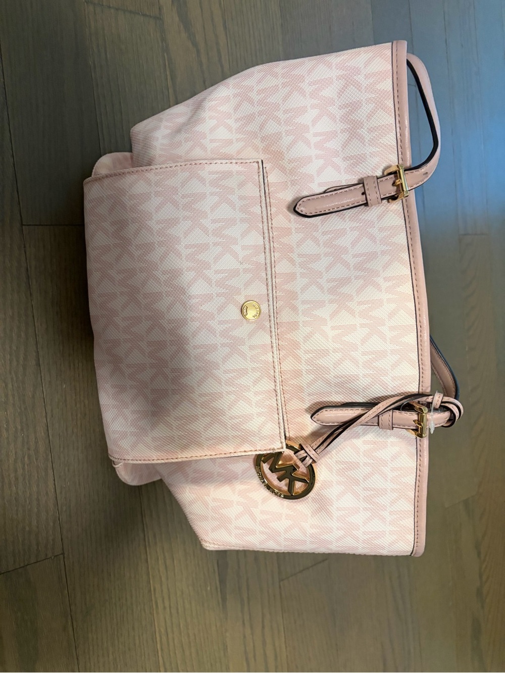 Michael Kors Light Pink Logo Tote with Gold Accent